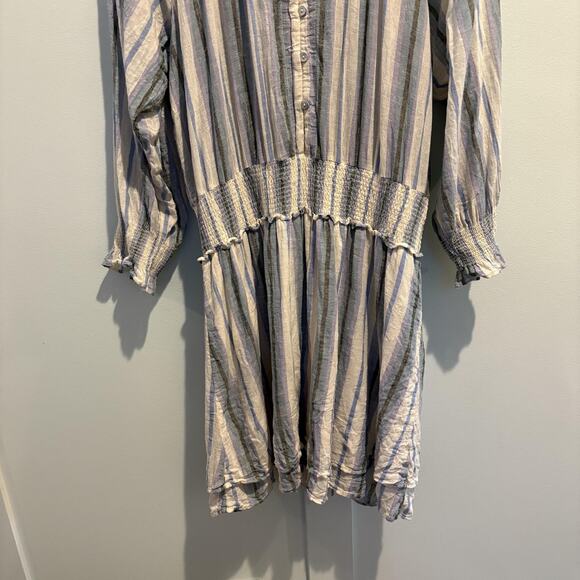 Rails Dress Womens XL Blue Purple Catania Stripe Crystal Smocked Ruffle Boho - Picture 4 of 16